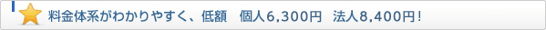 料金体系がわかりやすく、低額　個人2,650円　法人4,500円！